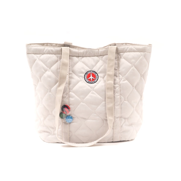 Quilted Tote White - front view