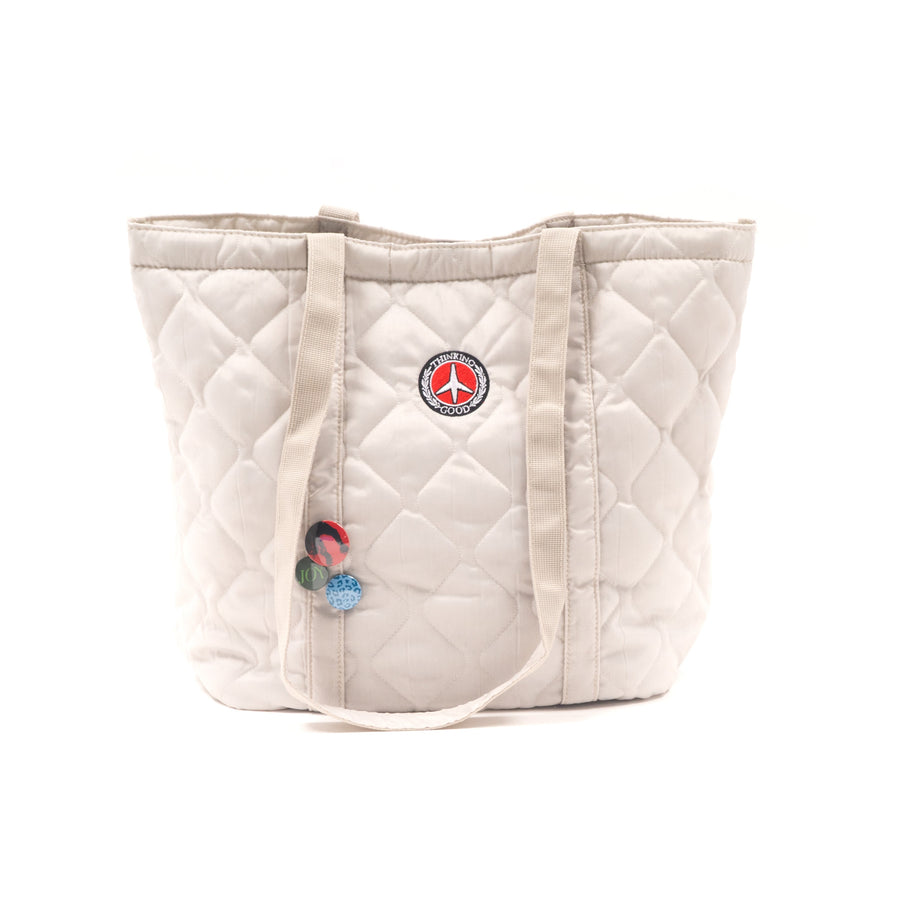 Quilted Tote White - front view