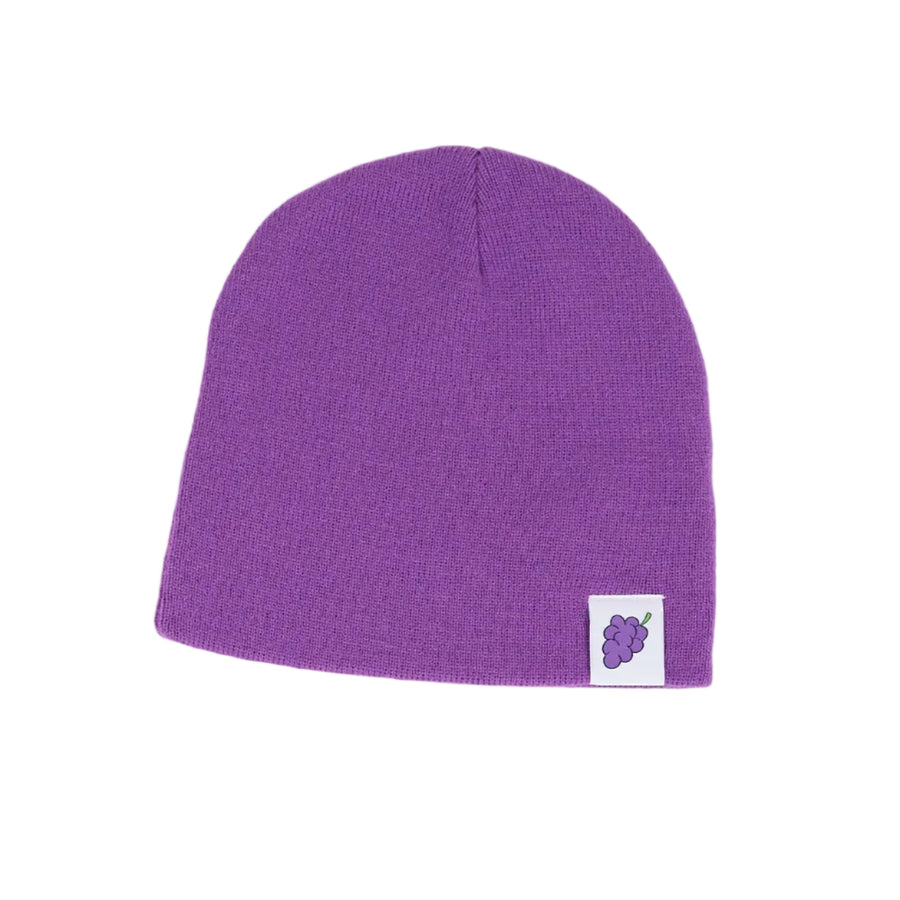 Purple beanie on a white background