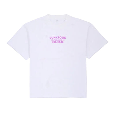 White shirt with 'JUNKFOOD' logo on a white background