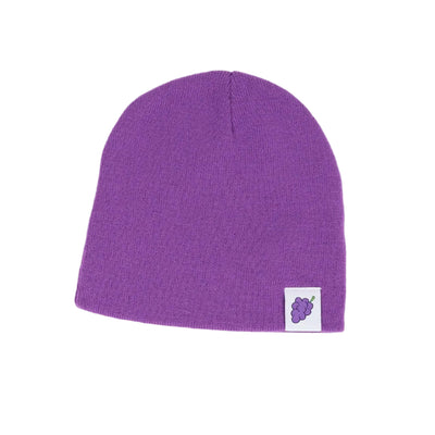 Purple beanie on a white background
