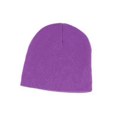 Purple beanie on a white background